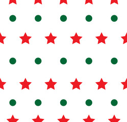 seamless Vintage Christmas star floral pattern in vector illustration isolated on white background, for print on fabric, book cover, textile, greeting cards, invitation, wrapping or wallpaper designs