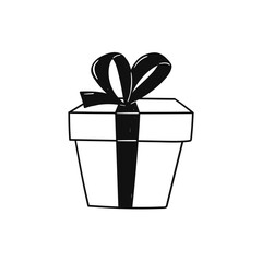 box with a gift with a bow in doodle style. cute hand drawn vector illustration