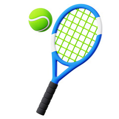 3d tennis racket and ball