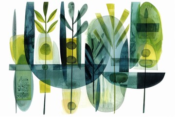 Calming Zen Abstract Minimalistic Watercolor Geometric Nordic Scandinavian Bohemian Pattern Art in Muted Pantone Tones