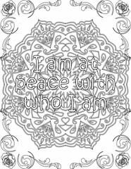 Printable mandala coloring page for kids and adults with inspirational quote for self love and self care. it helps to struggle against life to enjoy the tough journey
