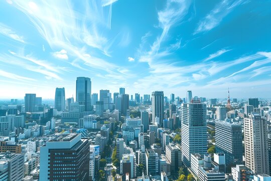 Tokyo Skyline Under a Clear Blue Sky
