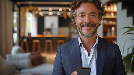 Portrait of a business man in a suit in the office