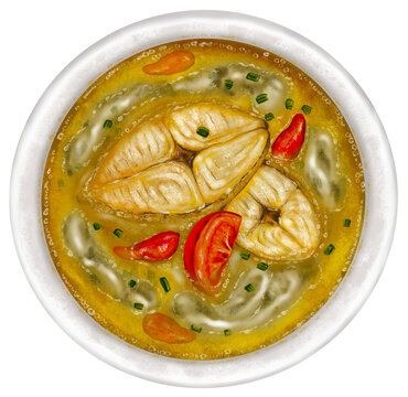 Papeda Ikan Kuah Kuning Illustration