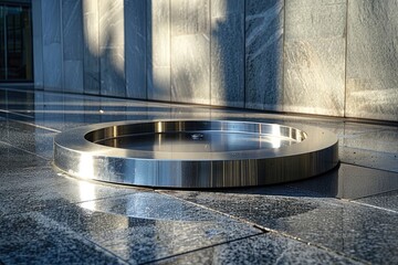 Fototapeta premium a stainless steel round podium with generative ai