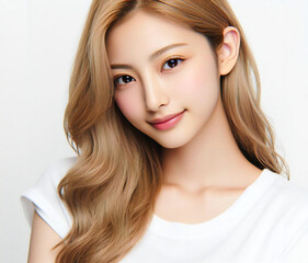 Fototapeta premium 白いTシャツの美女