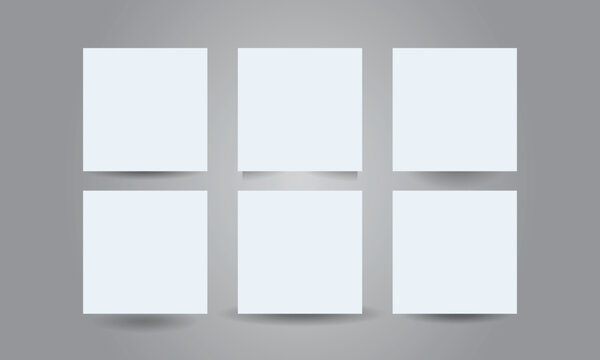 Empty white boxes with various different shadow behind