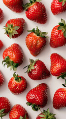 Fresh red strawberries isolated on a white background