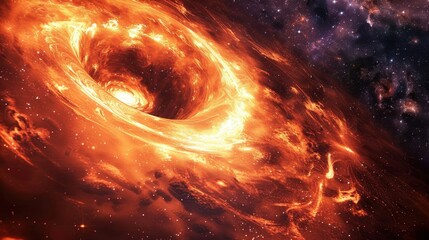 Obraz premium Abstract wormhole framed by swirling quantum mechanics patterns, hints of exotic matter, space-time.
