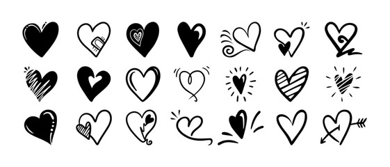 Doodle heart, love symbol icon