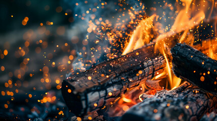 Glowing Campfire with Sparkling Embers