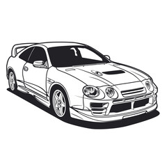Black And White Car Vector Illustration For Conceptual Design. Separated layers, easy to edit in your vector supported software.