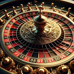 Roulette wheel casino on light illumination.