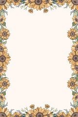 Hand Drawn Sunflowers Frame Background