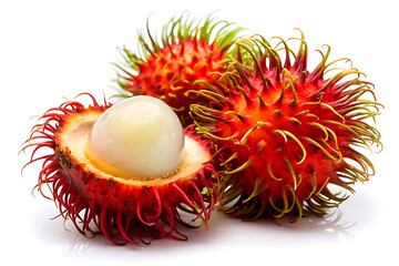 Rambutan fruit isolated on white background.