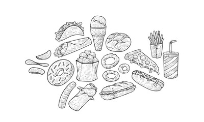 fastfood handdrawn collection