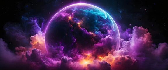 An illustration of Earth as a blue planet in space with the sun illuminating its atmosphere and continents visible against the dark cosmos