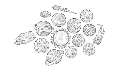 space planet handdrawn collection