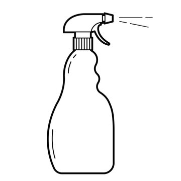 recommend clip art: Spray bottle. Sprayer with cleaning liquid, detergent.  Plastic packaging.  Isolated outline Illustration on white background	