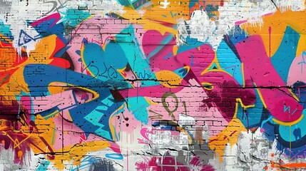 Fototapeta premium Colorful Graffiti Seamless Pattern on Weathered Concrete Wall