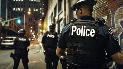 American Police Officers Conducting an Inspection in Uniform