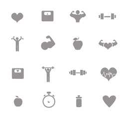 Fitness icons on white background