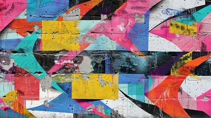 Fototapeta premium Seamless Pattern of Colorful Graffiti on Weathered Concrete