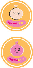 Food Logo of Mochi with Cute Emoticon Face