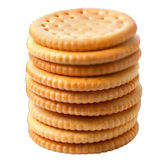 Stack of round sandwich cracker isolated on transparent background