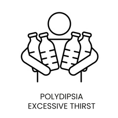 Polydipsia Excessive thirst, symptom in diabetes vector line icon with editable stroke