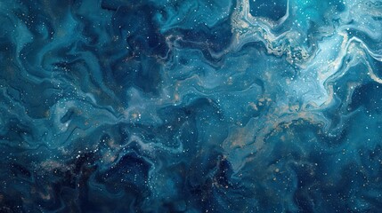 A blue ocean with a lot of white and gold specks