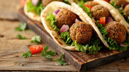 Falafel with Fresh Vegetables in Pita Bread