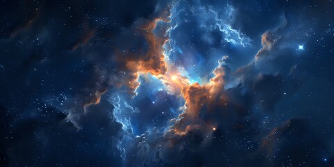 Fototapeta premium Stunning cosmic background of a colorful nebula cloud in deep space. Perfect for projects on astronomy, science fiction, or as a phone wallpaper.