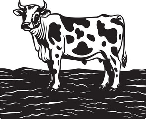 A Australian high breed cow silhouette Illustration vector .