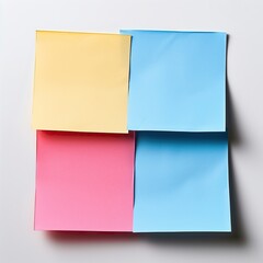 Fototapeta premium Blank Sticky Note Paper, Memo Notepad Reminder Notepaper, School and Education Materials, Business Marketing Concept, Colorful Isolated Office Supply Object, White Background for Easy Editing