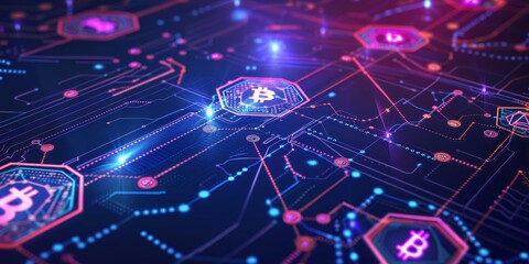 Abstract Technological Background Illustrating Tokenization with Blockchain Technology, Digital Assets, and Smart Contracts for Secure Transactions and Revolutionary Ownership Representation. Blue Tec