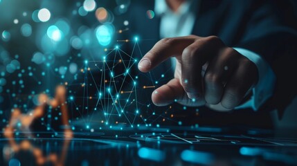 Businessman Interacting with Digital Network.