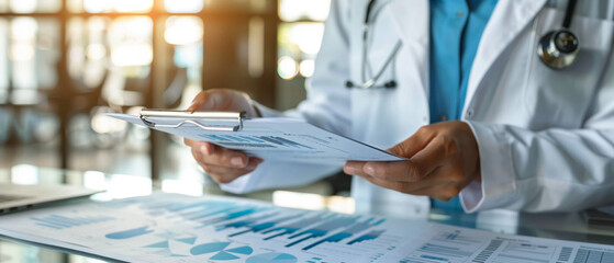 A healthcare analyst reviewing patient data for trends.