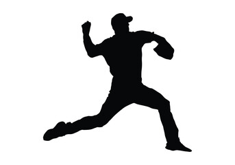 Baseball Player Vector in Silhouette
