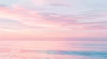 Fototapeta premium Calm Sea with Gentle Pink and Blue Hues: Soft Pastel Sky Background
