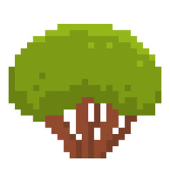 hand drawn pixelated bush cartoon illustration