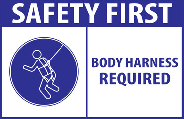 Body harness required industrial safety sign vector.eps
