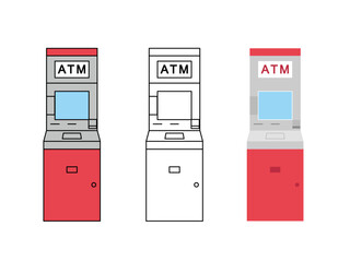 ATM、現金自動預け入れ払い出し機のイラスト