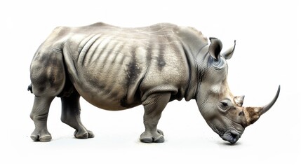 Obraz premium White Rhinoceros Isolated on White Background