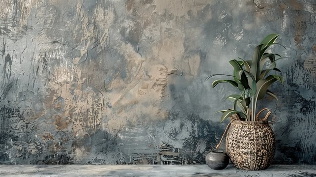 A wall texture blend of modern sleekness and rustic charm creates a visually intriguing surface.