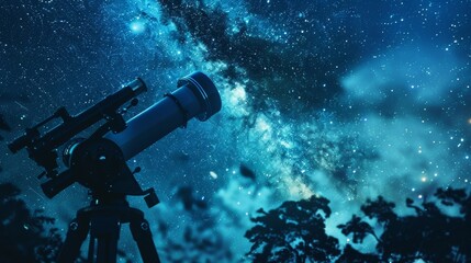 Observatory with a large telescope under a clear, starry sky, detailed celestial objects, serene and awe-inspiring night scene