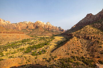 Explore the beauty of Utahs Zion National Park with stunning landscapes and striking rock formations that offer magnificent views. Embrace the adventure in this unique environment
