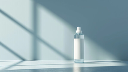 Vertical empty lotion bottle made of glass