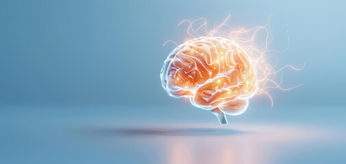 A conceptual image of a brain with glowing, positive words, illustrating the power of positive thinking