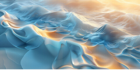 A blue ocean with a white fabric on the water
